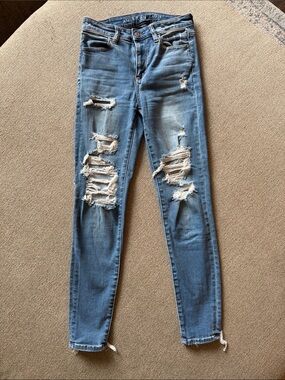 American Eagle Outfitters Ripped Light Blue Skinny Jeans